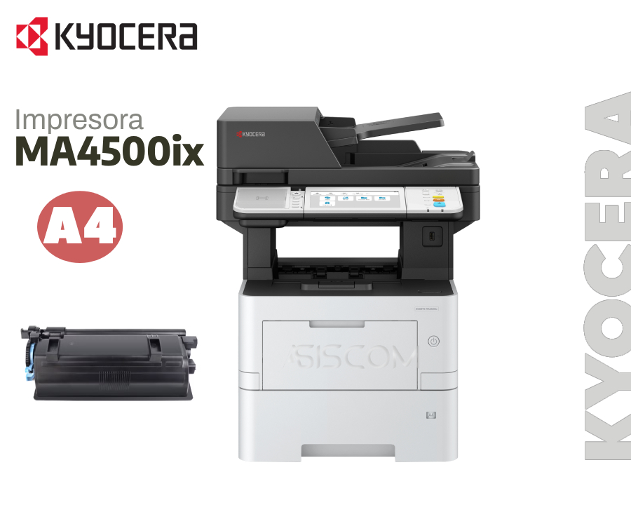 Impresora MF Kyocera Ecosys MA4500ix Laser Monocromática 47ppm USB, Ethernet, Wi-Fi